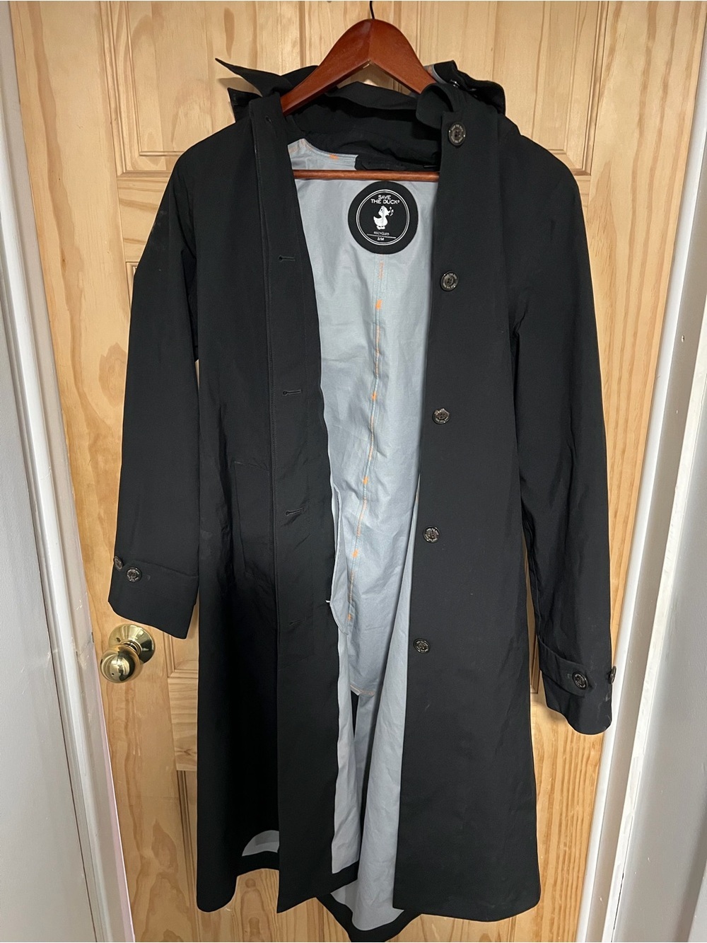 SAVE THE DUCK Black Hooded Trench Coat